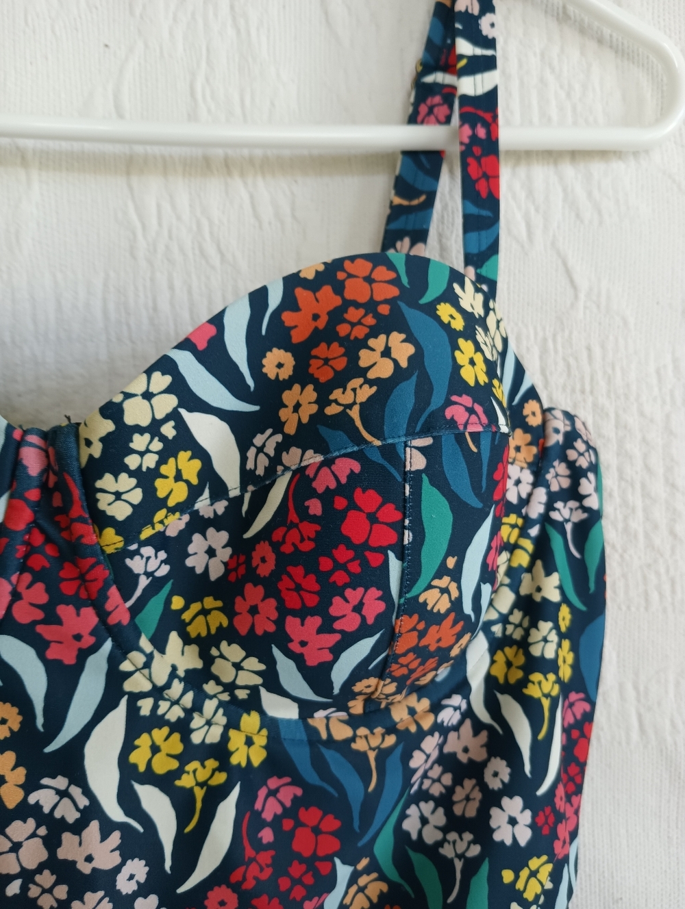 Albion Navy Floral One-Piece Swimsuit Molded Cups Cute Cottagecore Full Coverage - Picture 6 of 11
